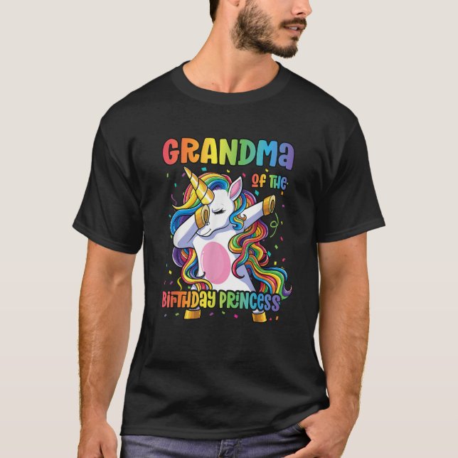 Grandma of the Birthday Princess Girl Dabbing Unic T-Shirt (Front)