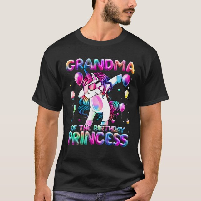 Grandma of the Birthday Princess Girl Dabbing Unic T-Shirt (Front)