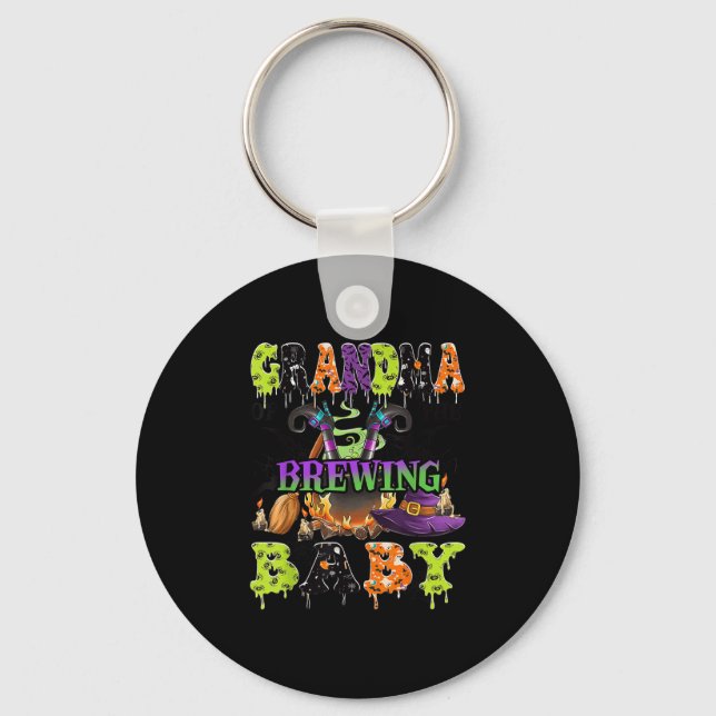 Grandma Of The Brewing Baby Soky Halloween Baby Sh Key Ring (Front)