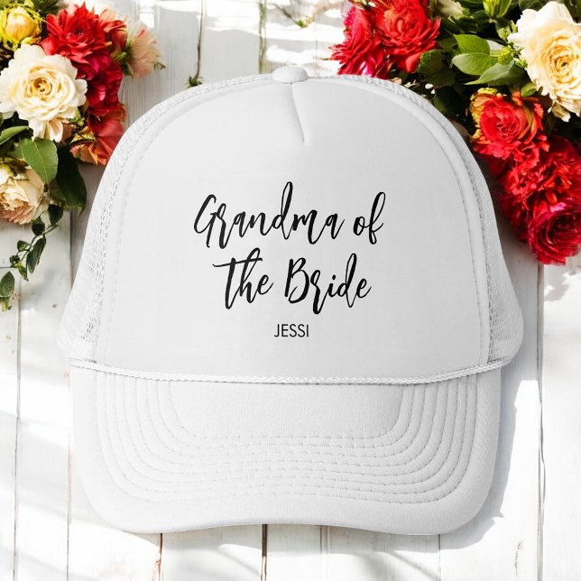 Grandma of the Bride Black White Wedding  Trucker Hat (Creator Uploaded)