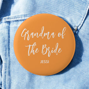 Grandma of the Bride Orange Wedding Button