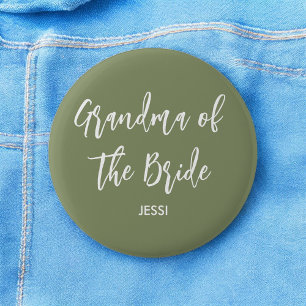 Grandma of the Bride Sage Green White 6 Cm Round Badge