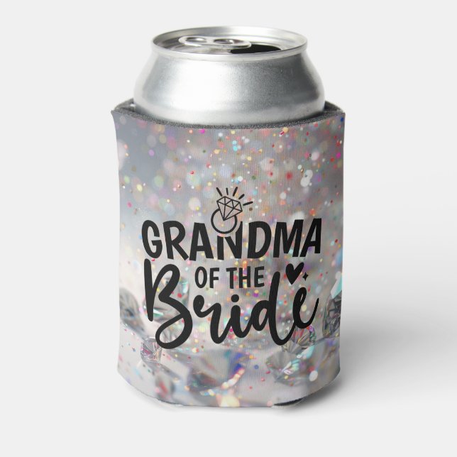 Grandma of the Bride Sparkle Diamonds  Can Cooler (Can Back)