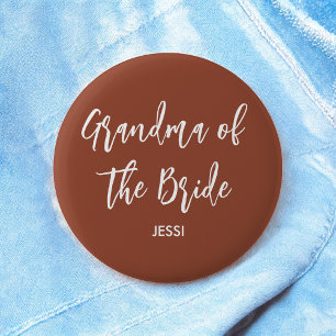 Grandma of the Bride Terracotta Wedding Button