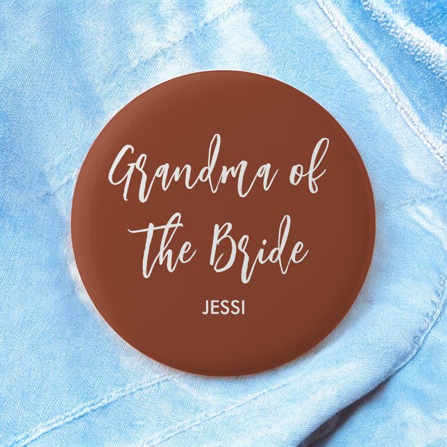 Grandma of the Bride Terracotta Wedding Button (Creator Uploaded)