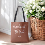 Grandma of the Bride Terracotta Wedding  Tote Bag<br><div class="desc">Grandma of The Bride Wedding Tote Bag in Terracotta Brown and White,  Good for Weddings,  Bridal Party,  Rehearsal Dinner. Check out more products with this design in the collection below.</div>