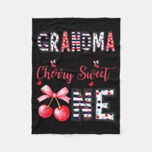 Grandma Of The Cherry Sweet One Coquette 1st Birth Fleece Blanket