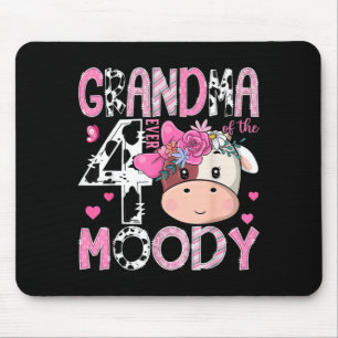 Grandma of The Four Moody 4th Birthday Girl Cow Mouse Mat