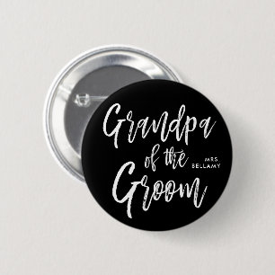 Grandma of the Groom   Script Style Custom Black 6 Cm Round Badge