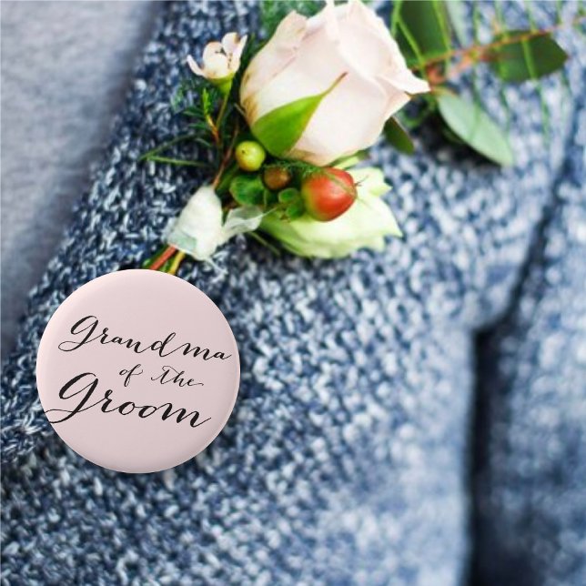 Grandma of the Groom Wedding Bridal Party Button (GRANDMA OF THE GROOM Classic Script Wedding Bridal Party Pinback Button @ fatfatin_blue_knot)