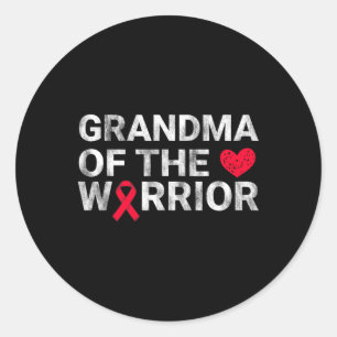 Grandma Of The Heart Warrior Heart Disease Awarene Classic Round Sticker