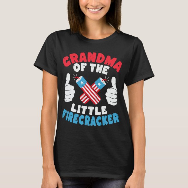 Grandma Of The Little Firecracker Mum 4th of July T-Shirt (Front)