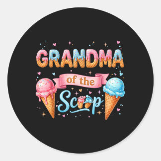Grandma of The Scoop Ice Cream Gender Reveal Baby Classic Round Sticker
