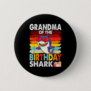 Grandma Of The Shark Birthday Matching Family  6 Cm Round Badge