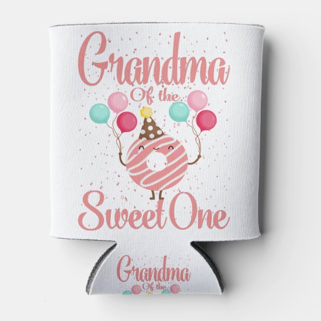 Grandma Of The Sweet One Family Matching 1st Can Cooler (Front)
