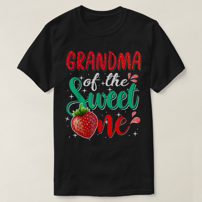 Grandma Of The Sweet One Strawberry 1st Birthday F T-Shirt (Design Front)