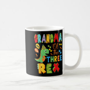 Grandma Of The Three Rex 3rd Birthday Boy Dinosaur Coffee Mug