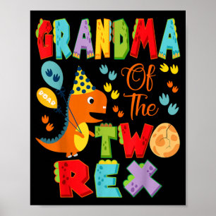 Grandma of The Two Rex 2nd Birthday Boy Dinosaur Poster