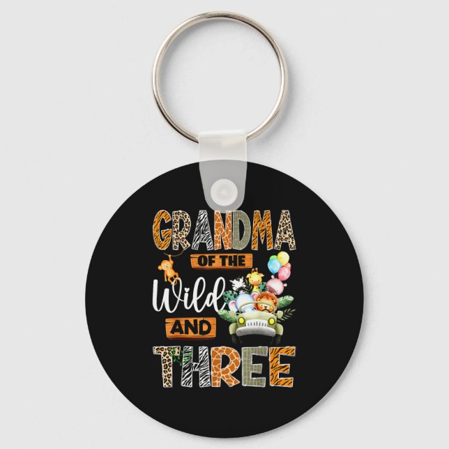 Grandma Of The Wild And Three 3rd Birthday Boy Saf Key Ring (Front)