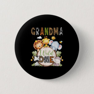 Grandma Of The Wild One 1st Birthday Boy Jungle Sa 6 Cm Round Badge