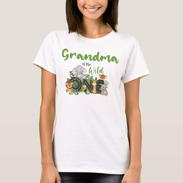 Grandma of the Wild One Safari Animals matching T-Shirt (Front)