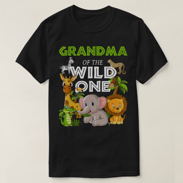Grandma of the Wild One Zoo Birthday Safari Jungle T-Shirt (Design Front)