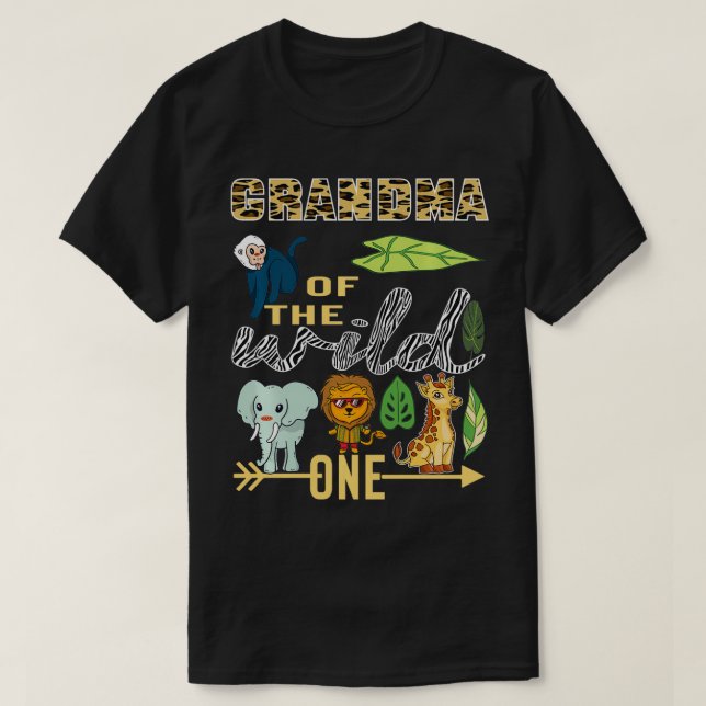 Grandma Of The Wild One Zoo Mother Birthday Safari T-Shirt (Design Front)