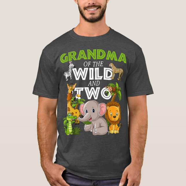 Grandma of the Wild Two Zoo Birthday Safari T-Shirt (Front)