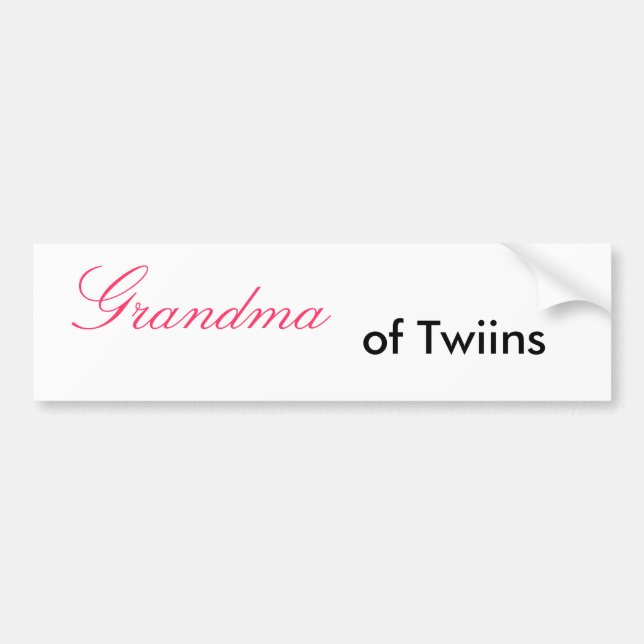 Grandma, of Twiins - Customised Bumper Sticker (Front)