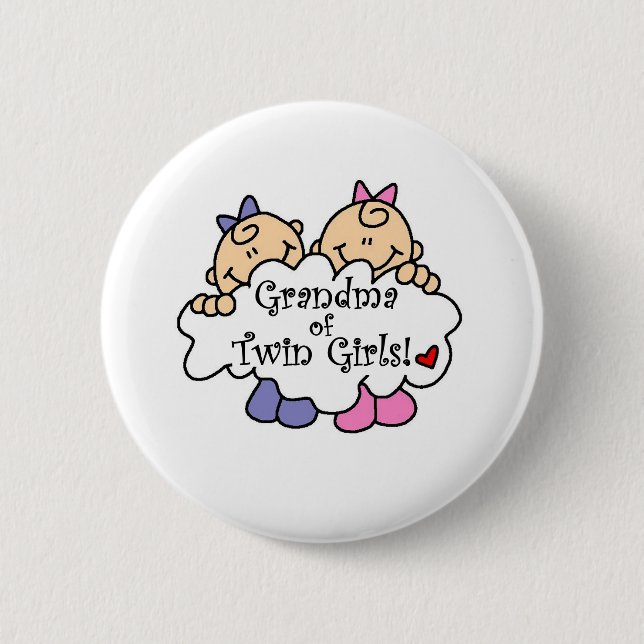 Grandma of Twin Girls 6 Cm Round Badge (Front)