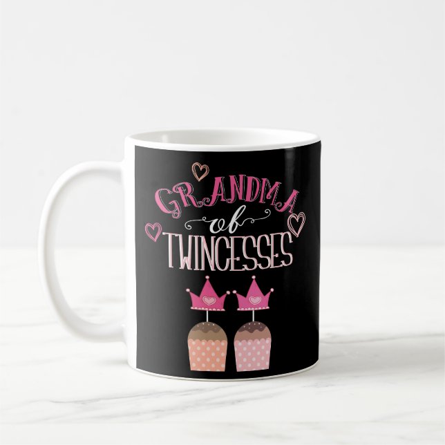 Grandma of Twin Girls Coffee Mug Twincesses Gift (Left)