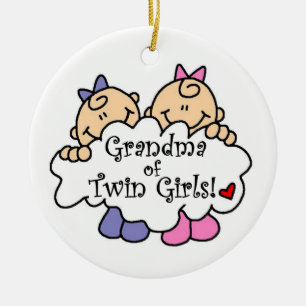 Grandma of Twin Girls Gifts Ceramic Tree Decoration