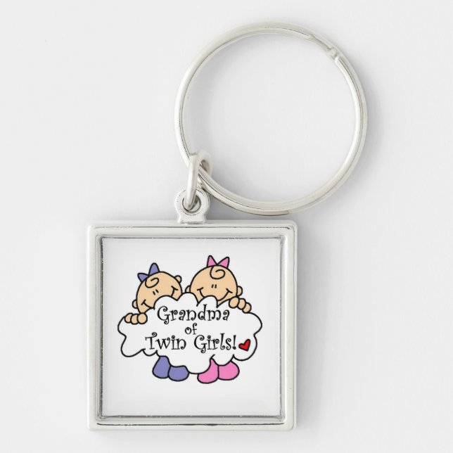 Grandma of Twin Girls Gifts Key Ring (Front)