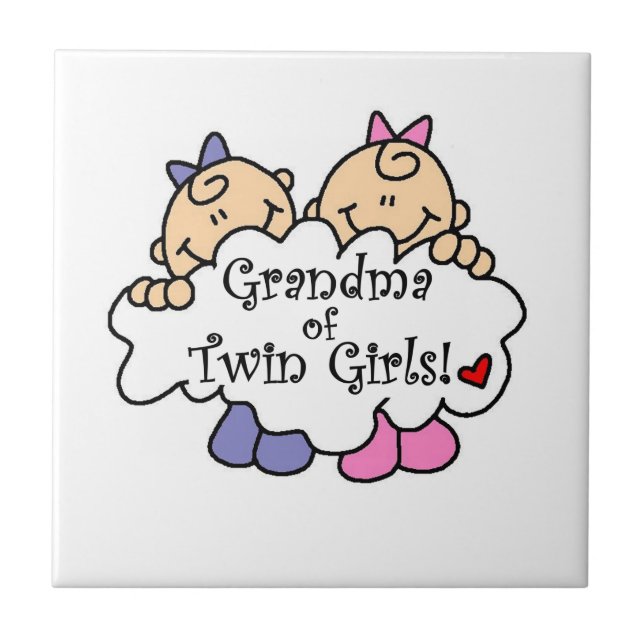 Grandma of Twin Girls Gifts Tile (Front)