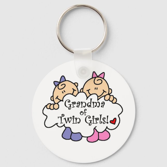 Grandma of Twin Girls Key Ring (Front)