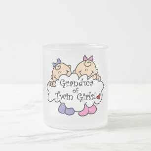 Grandma of Twin Girls Tshirts and Gifts Frosted Glass Coffee Mug