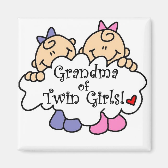 Grandma of Twin Girls Tshirts and Gifts Magnet (Front)