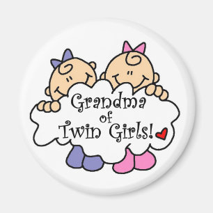 Grandma of Twin Girls Tshirts and Gifts Magnet
