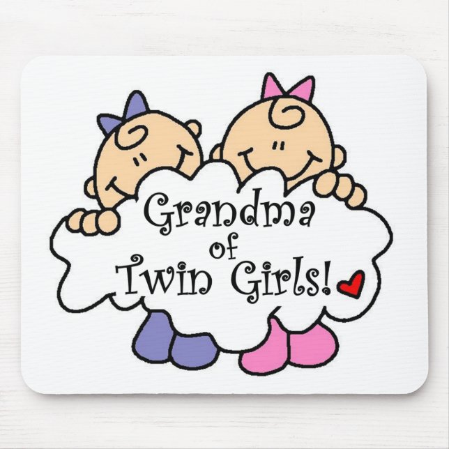 Grandma of Twin Girls Tshirts and Gifts Mouse Mat (Front)