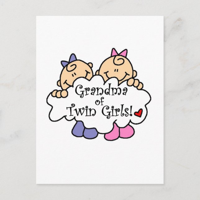 Grandma of Twin Girls Tshirts and Gifts Postcard (Front)