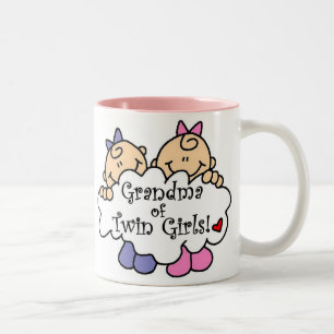 Grandma of Twin Girls Tshirts and Gifts Two-Tone Coffee Mug