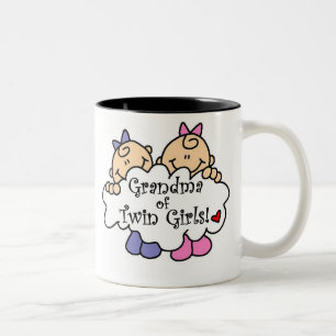 Grandma of Twin Girls Two-Tone Coffee Mug