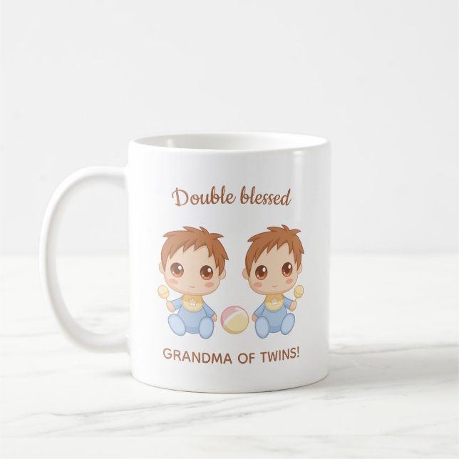 Grandma of Twins Baby Boys Coffee Mug (Left)