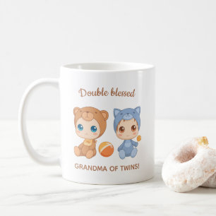 Grandma of Twins Baby Cat Bear Jumpsuit Coffee Mug