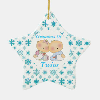 Grandma Of Twins Cute Baby Keepsake Ornament Gift