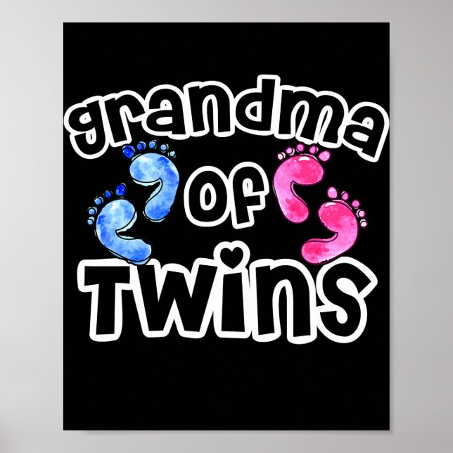 Grandma of Twins Funny Quote Saying Mothers Day Poster (Front)