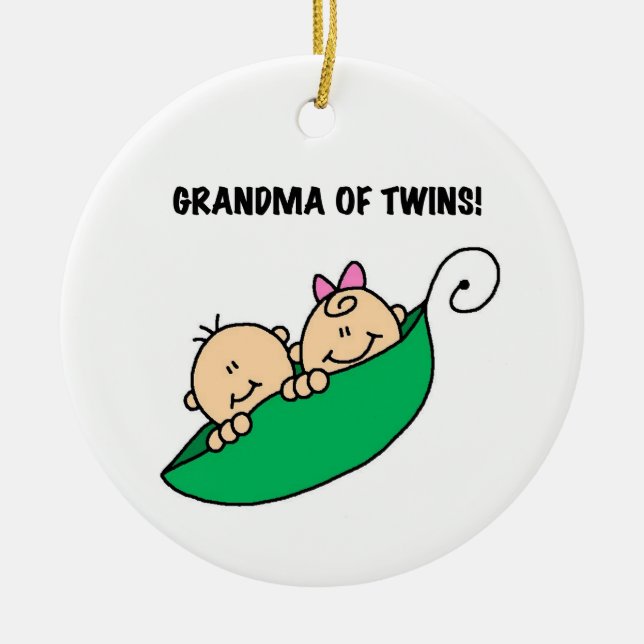 Grandma of Twins Gifts Ceramic Tree Decoration (Front)