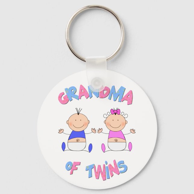 Grandma of Twins Key Ring (Front)