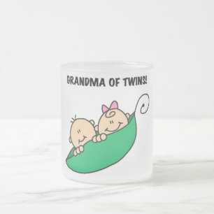 Grandma of Twins Peas in a Pod Tshirts and Gifts Frosted Glass Coffee Mug