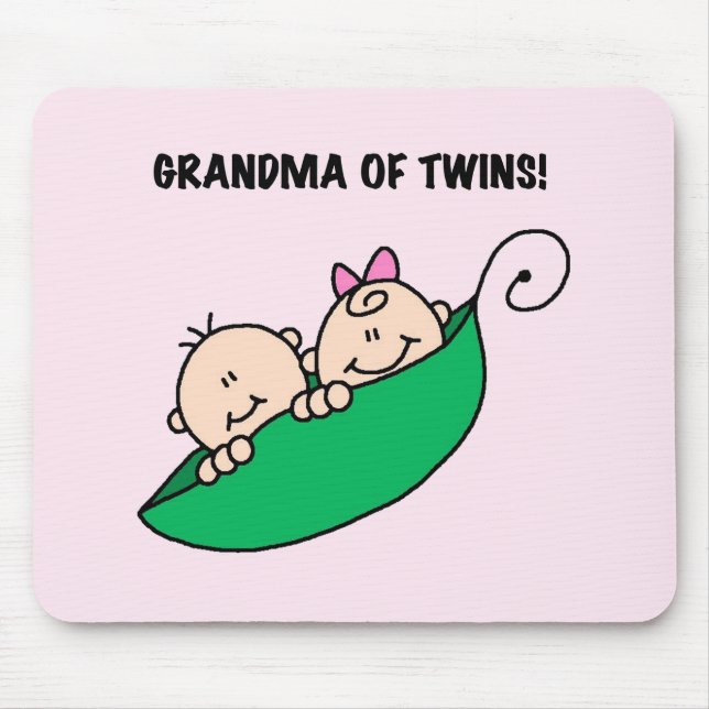 Grandma of Twins Peas in a Pod Tshirts and Gifts Mouse Mat (Front)